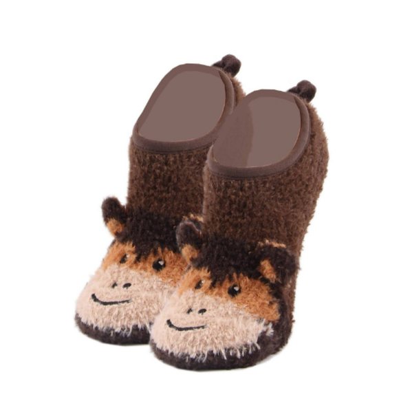 Monkey Around | Women's Funny Fluffy House Slippers Socks - Picture 2 of 3